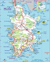 Phuket Island map showing tour routes